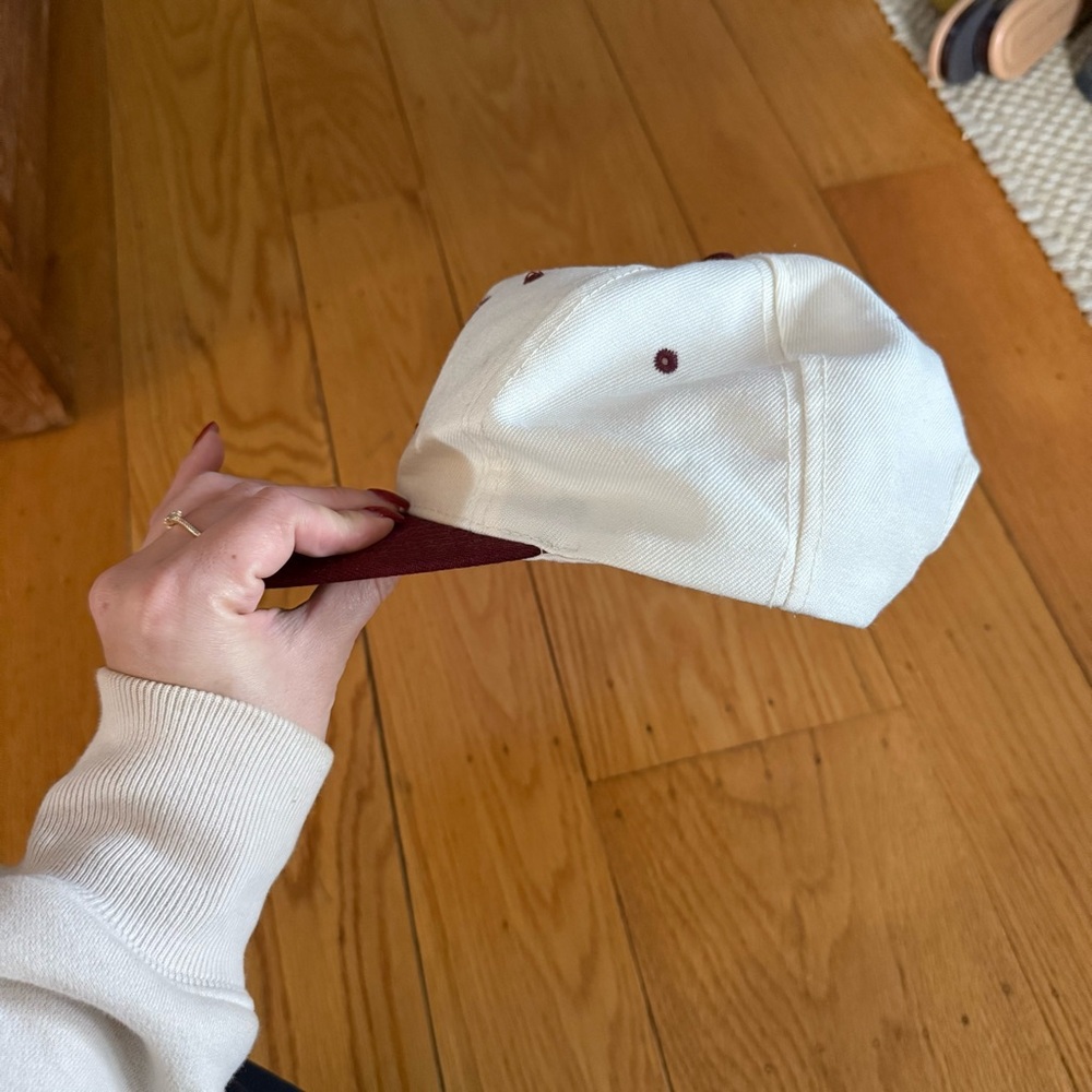 Vintage Dead stock Eagle Test White and Maroon Baseball Cap - Three Brothers - Picture 5 of 7